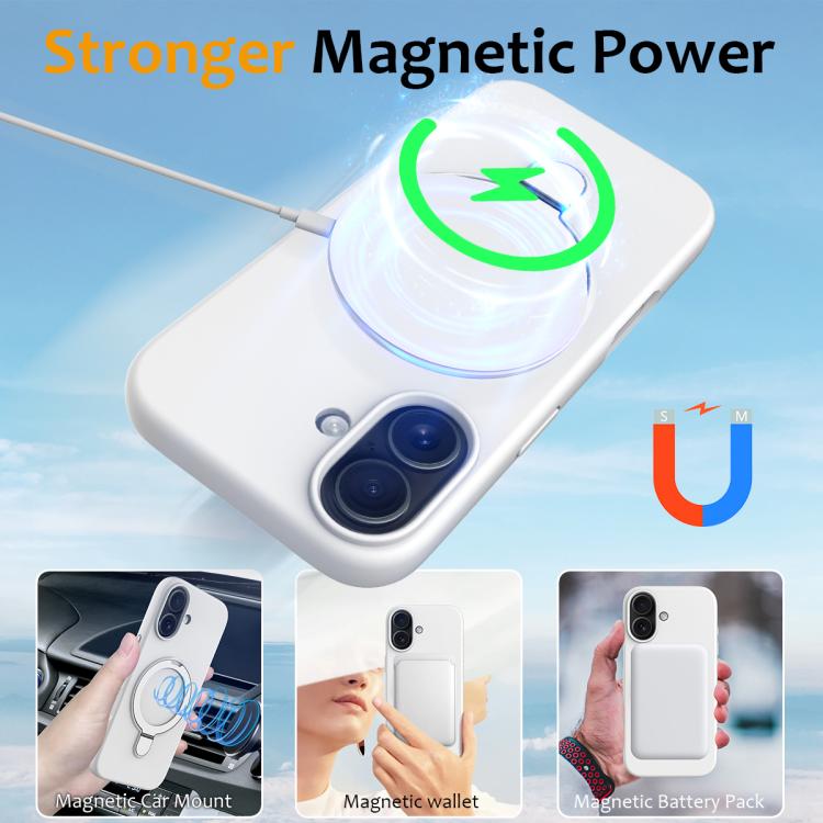 For iPhone 17 Liquid Silicone MagSafe Magnetic Phone Case with Ring Holder(White) - iPhone 17 Cases by buy2fix | Online Shopping UK | buy2fix