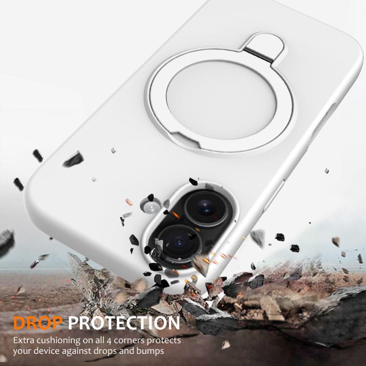 For iPhone 17 Liquid Silicone MagSafe Magnetic Phone Case with Ring Holder(White) - iPhone 17 Cases by buy2fix | Online Shopping UK | buy2fix
