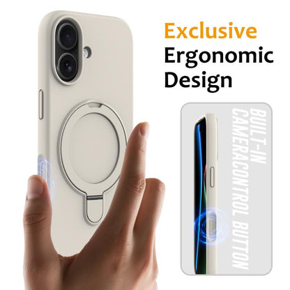 For iPhone 17 Liquid Silicone MagSafe Magnetic Phone Case with Ring Holder(Antique White) - iPhone 17 Cases by buy2fix | Online Shopping UK | buy2fix