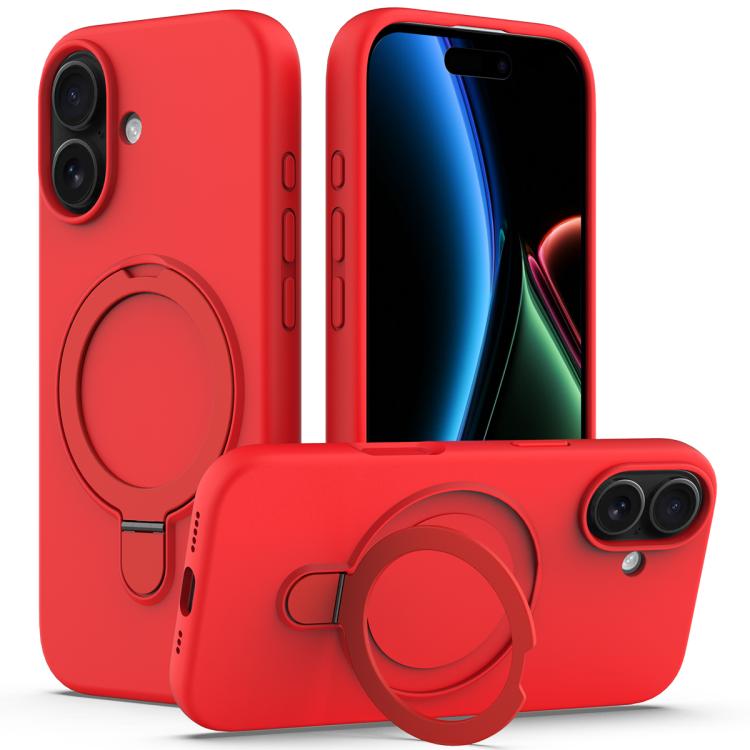 For iPhone 17 Liquid Silicone MagSafe Magnetic Phone Case with Ring Holder(Red) - iPhone 17 Cases by buy2fix | Online Shopping UK | buy2fix