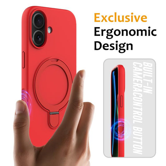 For iPhone 17 Liquid Silicone MagSafe Magnetic Phone Case with Ring Holder(Red) - iPhone 17 Cases by buy2fix | Online Shopping UK | buy2fix