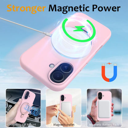 For iPhone 17 Liquid Silicone MagSafe Magnetic Phone Case with Ring Holder(Grey Pink) - iPhone 17 Cases by buy2fix | Online Shopping UK | buy2fix