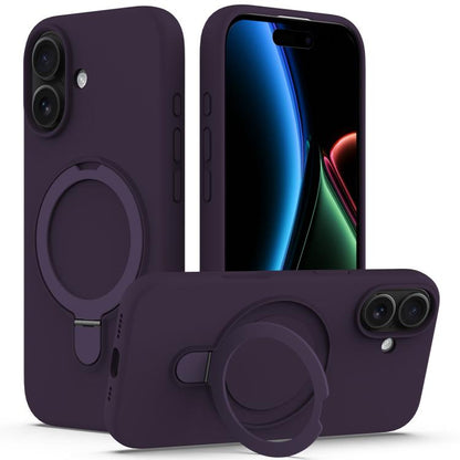 For iPhone 17 Liquid Silicone MagSafe Magnetic Phone Case with Ring Holder(Purple) - iPhone 17 Cases by buy2fix | Online Shopping UK | buy2fix