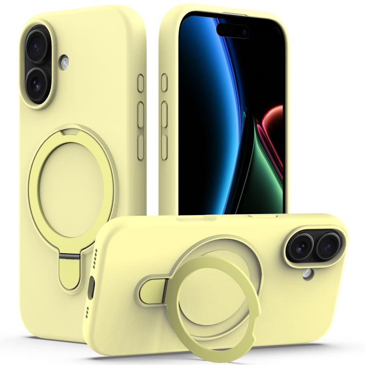 For iPhone 17 Liquid Silicone MagSafe Magnetic Phone Case with Ring Holder(Yellow) - iPhone 17 Cases by buy2fix | Online Shopping UK | buy2fix