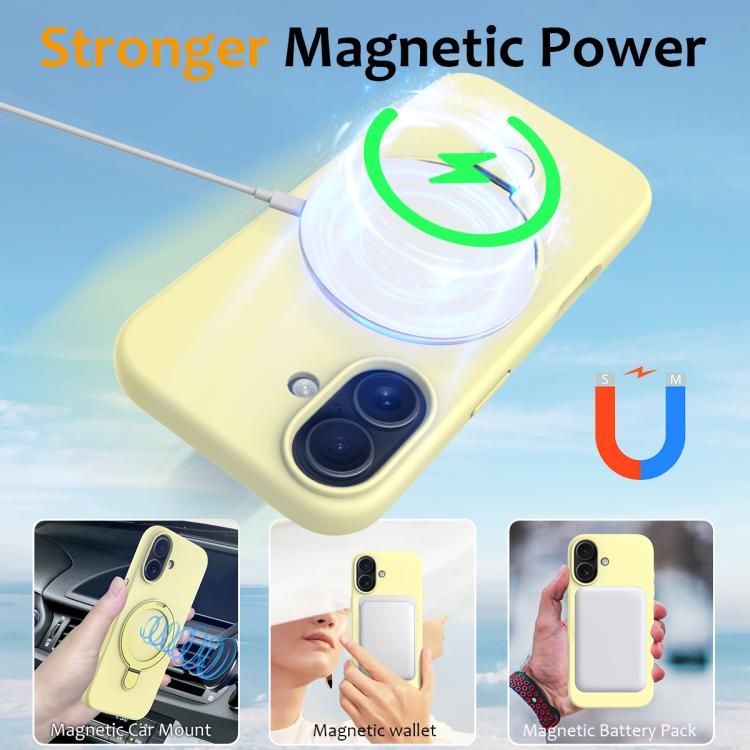 For iPhone 17 Liquid Silicone MagSafe Magnetic Phone Case with Ring Holder(Yellow) - iPhone 17 Cases by buy2fix | Online Shopping UK | buy2fix