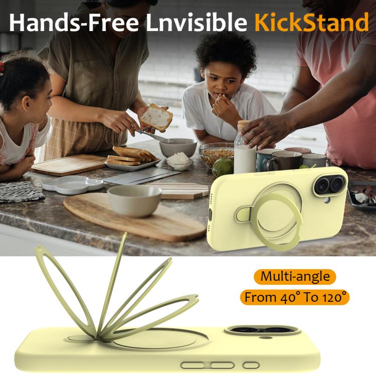 For iPhone 17 Liquid Silicone MagSafe Magnetic Phone Case with Ring Holder(Yellow) - iPhone 17 Cases by buy2fix | Online Shopping UK | buy2fix