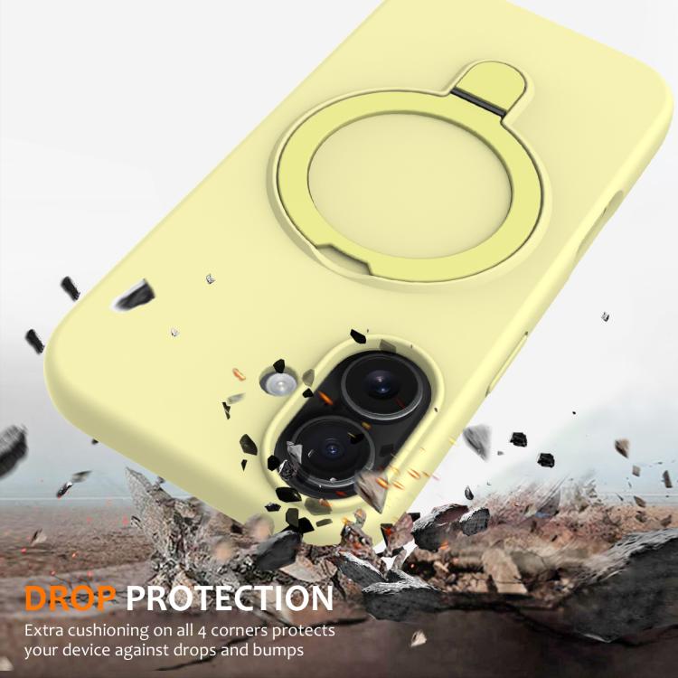 For iPhone 17 Liquid Silicone MagSafe Magnetic Phone Case with Ring Holder(Yellow) - iPhone 17 Cases by buy2fix | Online Shopping UK | buy2fix