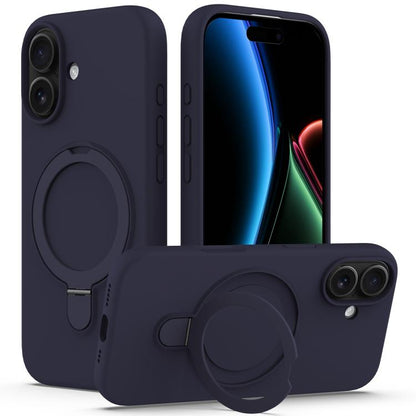 For iPhone 17 Liquid Silicone MagSafe Magnetic Phone Case with Ring Holder(Midnight Blue) - iPhone 17 Cases by buy2fix | Online Shopping UK | buy2fix