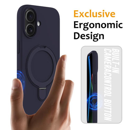 For iPhone 17 Liquid Silicone MagSafe Magnetic Phone Case with Ring Holder(Midnight Blue) - iPhone 17 Cases by buy2fix | Online Shopping UK | buy2fix