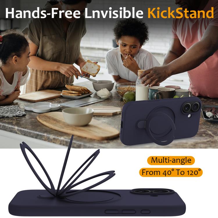 For iPhone 17 Liquid Silicone MagSafe Magnetic Phone Case with Ring Holder(Midnight Blue) - iPhone 17 Cases by buy2fix | Online Shopping UK | buy2fix