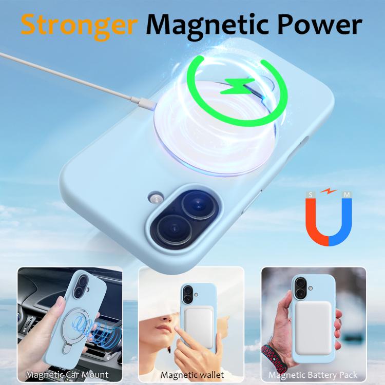 For iPhone 17 Liquid Silicone MagSafe Magnetic Phone Case with Ring Holder(Sky Blue) - iPhone 17 Cases by buy2fix | Online Shopping UK | buy2fix