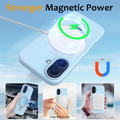 For iPhone 17 Liquid Silicone MagSafe Magnetic Phone Case with Ring Holder(Sky Blue) - iPhone 17 Cases by buy2fix | Online Shopping UK | buy2fix