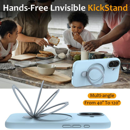 For iPhone 17 Liquid Silicone MagSafe Magnetic Phone Case with Ring Holder(Sky Blue) - iPhone 17 Cases by buy2fix | Online Shopping UK | buy2fix