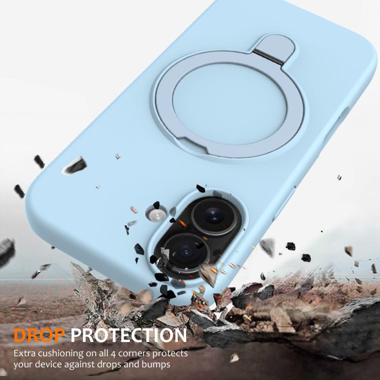 For iPhone 17 Liquid Silicone MagSafe Magnetic Phone Case with Ring Holder(Sky Blue) - iPhone 17 Cases by buy2fix | Online Shopping UK | buy2fix