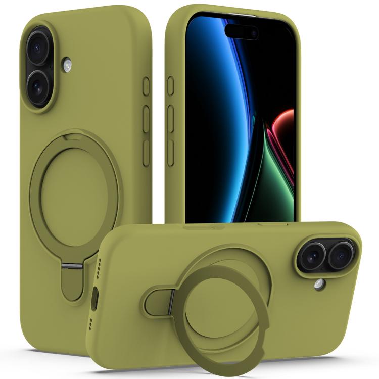 For iPhone 17 Liquid Silicone MagSafe Magnetic Phone Case with Ring Holder(Willow Green) - iPhone 17 Cases by buy2fix | Online Shopping UK | buy2fix