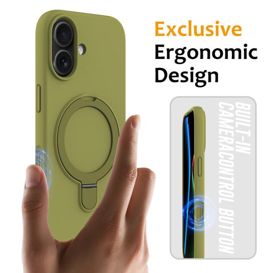 For iPhone 17 Liquid Silicone MagSafe Magnetic Phone Case with Ring Holder(Willow Green) - iPhone 17 Cases by buy2fix | Online Shopping UK | buy2fix