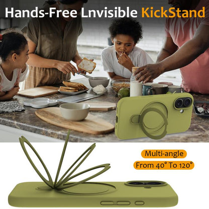 For iPhone 17 Liquid Silicone MagSafe Magnetic Phone Case with Ring Holder(Willow Green) - iPhone 17 Cases by buy2fix | Online Shopping UK | buy2fix