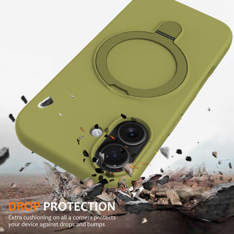 For iPhone 17 Liquid Silicone MagSafe Magnetic Phone Case with Ring Holder(Willow Green) - iPhone 17 Cases by buy2fix | Online Shopping UK | buy2fix