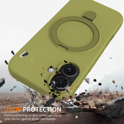 For iPhone 17 Liquid Silicone MagSafe Magnetic Phone Case with Ring Holder(Willow Green) - iPhone 17 Cases by buy2fix | Online Shopping UK | buy2fix