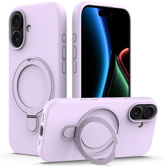 For iPhone 17 Liquid Silicone MagSafe Magnetic Phone Case with Ring Holder(Lilac Purple) - iPhone 17 Cases by buy2fix | Online Shopping UK | buy2fix