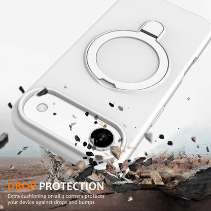 For iPhone Air Liquid Silicone MagSafe Magnetic Phone Case with Ring Holder(White) - iPhone Air Cases by buy2fix | Online Shopping UK | buy2fix