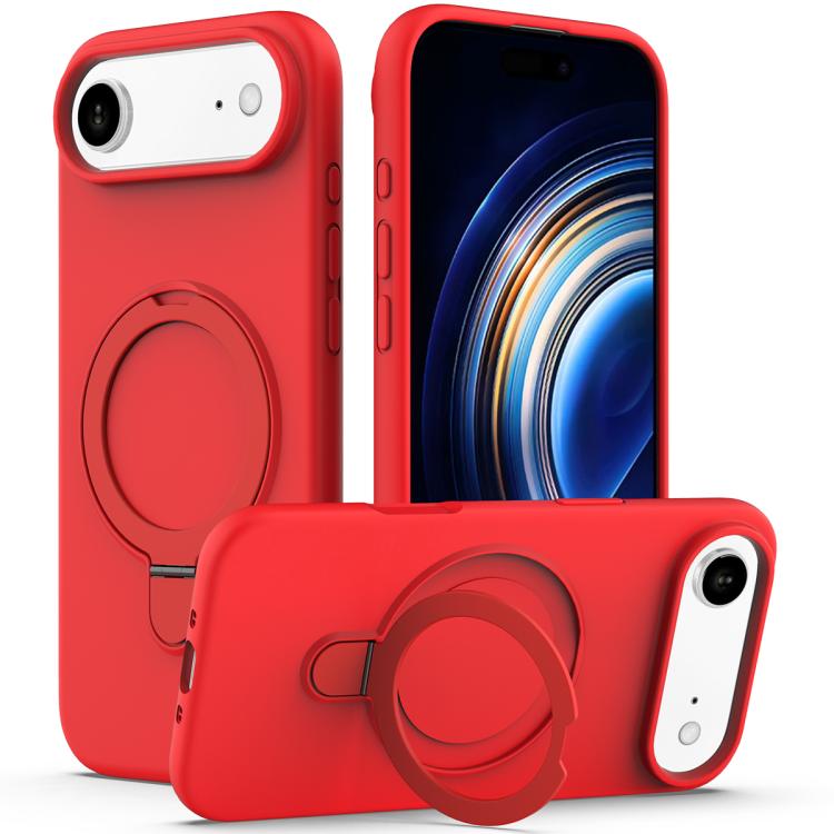 For iPhone Air Liquid Silicone MagSafe Magnetic Phone Case with Ring Holder(Red) - iPhone Air Cases by buy2fix | Online Shopping UK | buy2fix