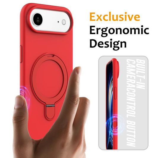 For iPhone Air Liquid Silicone MagSafe Magnetic Phone Case with Ring Holder(Red) - iPhone Air Cases by buy2fix | Online Shopping UK | buy2fix