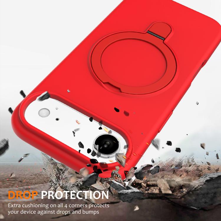 For iPhone Air Liquid Silicone MagSafe Magnetic Phone Case with Ring Holder(Red) - iPhone Air Cases by buy2fix | Online Shopping UK | buy2fix