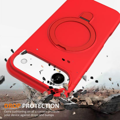 For iPhone Air Liquid Silicone MagSafe Magnetic Phone Case with Ring Holder(Red) - iPhone Air Cases by buy2fix | Online Shopping UK | buy2fix