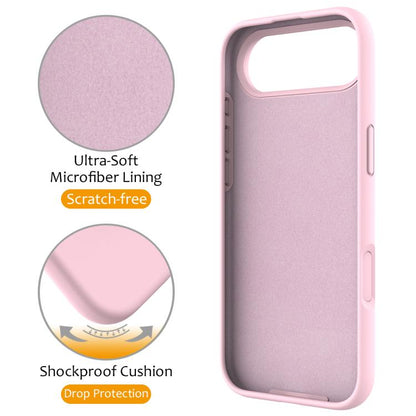 For iPhone Air Liquid Silicone MagSafe Magnetic Phone Case with Ring Holder(Grey Pink) - iPhone Air Cases by buy2fix | Online Shopping UK | buy2fix