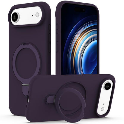 For iPhone Air Liquid Silicone MagSafe Magnetic Phone Case with Ring Holder(Purple) - iPhone Air Cases by buy2fix | Online Shopping UK | buy2fix