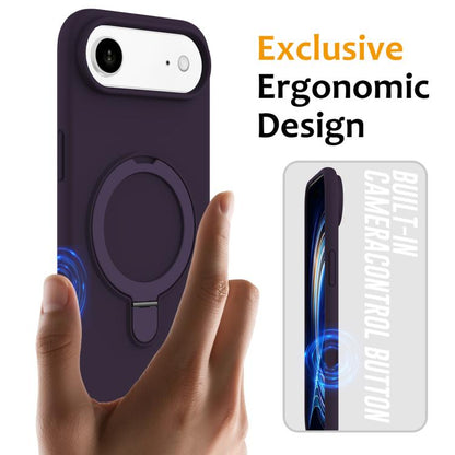 For iPhone Air Liquid Silicone MagSafe Magnetic Phone Case with Ring Holder(Purple) - iPhone Air Cases by buy2fix | Online Shopping UK | buy2fix