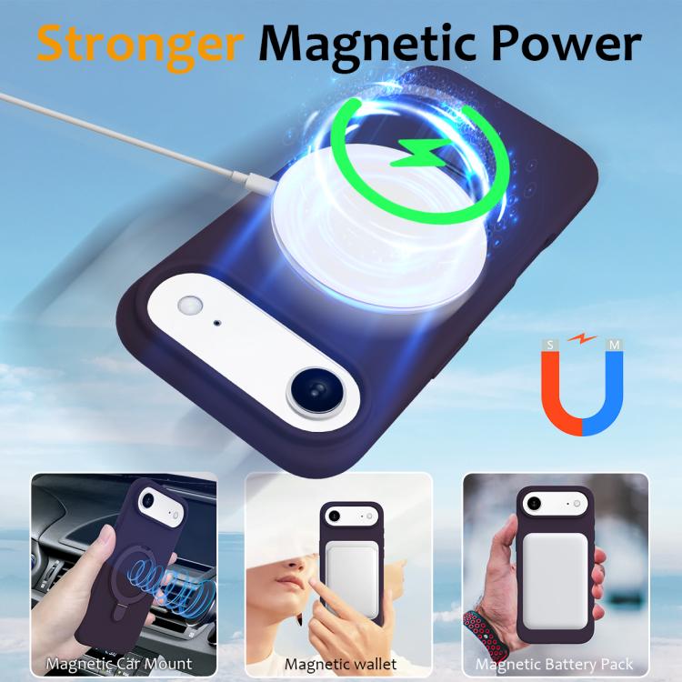 For iPhone Air Liquid Silicone MagSafe Magnetic Phone Case with Ring Holder(Purple) - iPhone Air Cases by buy2fix | Online Shopping UK | buy2fix