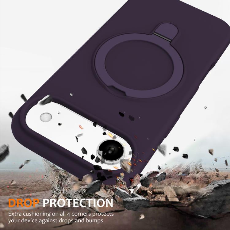 For iPhone Air Liquid Silicone MagSafe Magnetic Phone Case with Ring Holder(Purple) - iPhone Air Cases by buy2fix | Online Shopping UK | buy2fix