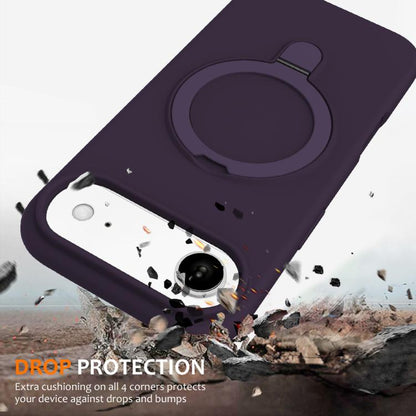 For iPhone Air Liquid Silicone MagSafe Magnetic Phone Case with Ring Holder(Purple) - iPhone Air Cases by buy2fix | Online Shopping UK | buy2fix