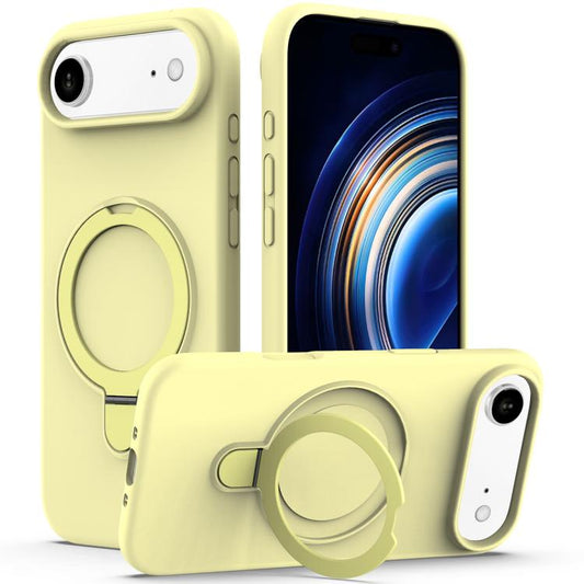 For iPhone Air Liquid Silicone MagSafe Magnetic Phone Case with Ring Holder(Yellow) - iPhone Air Cases by buy2fix | Online Shopping UK | buy2fix
