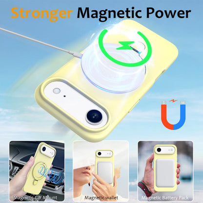 For iPhone Air Liquid Silicone MagSafe Magnetic Phone Case with Ring Holder(Yellow) - iPhone Air Cases by buy2fix | Online Shopping UK | buy2fix