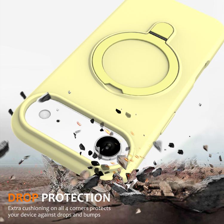 For iPhone Air Liquid Silicone MagSafe Magnetic Phone Case with Ring Holder(Yellow) - iPhone Air Cases by buy2fix | Online Shopping UK | buy2fix