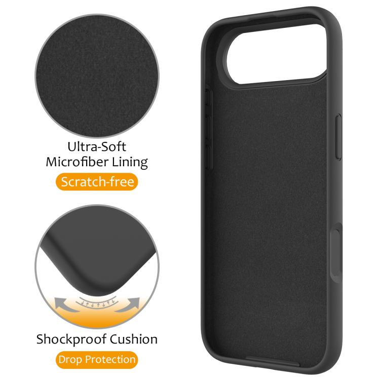 For iPhone Air Liquid Silicone MagSafe Magnetic Phone Case with Ring Holder(Carbon Black) - iPhone Air Cases by buy2fix | Online Shopping UK | buy2fix