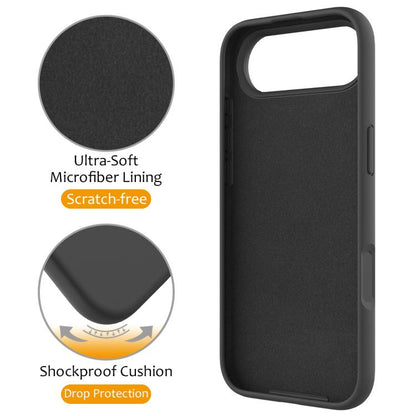 For iPhone Air Liquid Silicone MagSafe Magnetic Phone Case with Ring Holder(Carbon Black) - iPhone Air Cases by buy2fix | Online Shopping UK | buy2fix