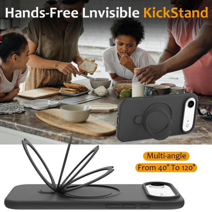 For iPhone Air Liquid Silicone MagSafe Magnetic Phone Case with Ring Holder(Carbon Black) - iPhone Air Cases by buy2fix | Online Shopping UK | buy2fix