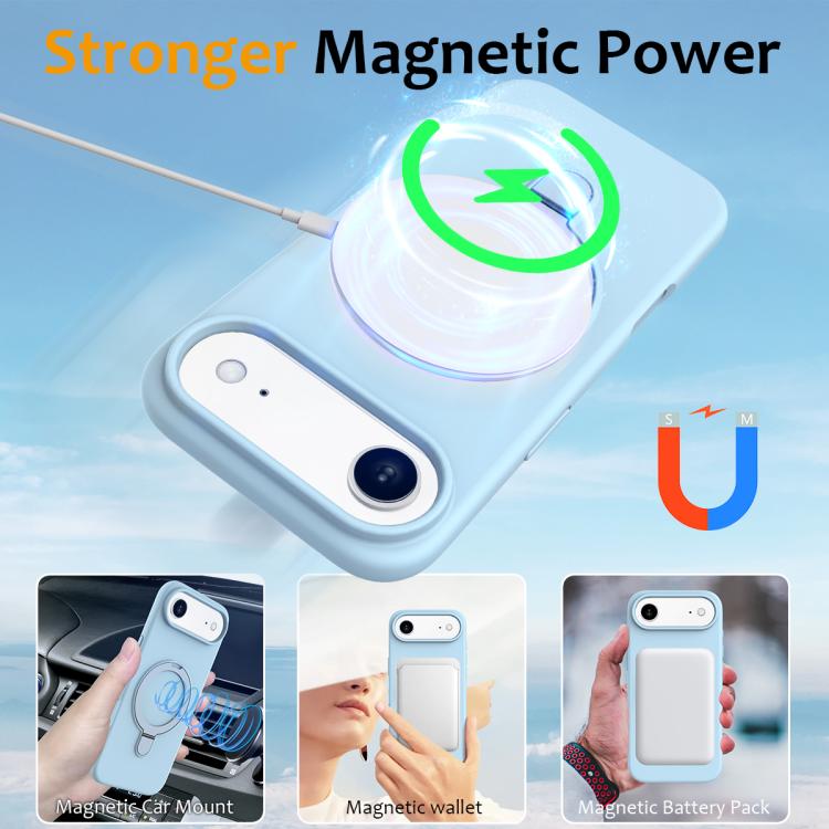For iPhone Air Liquid Silicone MagSafe Magnetic Phone Case with Ring Holder(Sky Blue) - iPhone Air Cases by buy2fix | Online Shopping UK | buy2fix