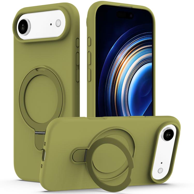 For iPhone Air Liquid Silicone MagSafe Magnetic Phone Case with Ring Holder(Willow Green) - iPhone Air Cases by buy2fix | Online Shopping UK | buy2fix