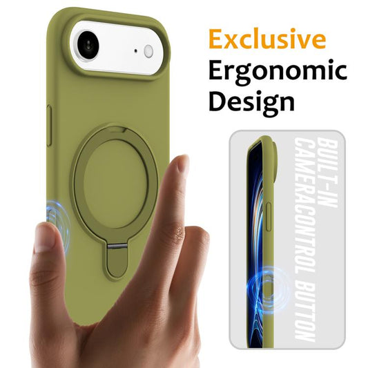 For iPhone Air Liquid Silicone MagSafe Magnetic Phone Case with Ring Holder(Willow Green) - iPhone Air Cases by buy2fix | Online Shopping UK | buy2fix