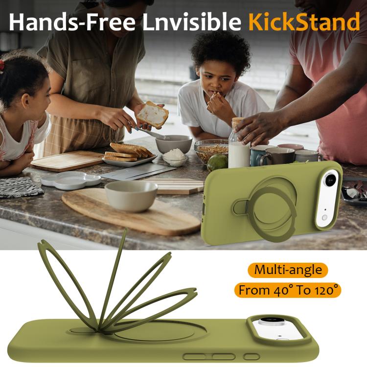 For iPhone Air Liquid Silicone MagSafe Magnetic Phone Case with Ring Holder(Willow Green) - iPhone Air Cases by buy2fix | Online Shopping UK | buy2fix