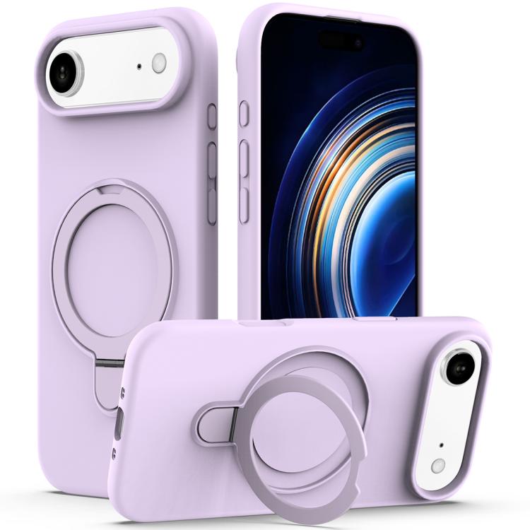 For iPhone Air Liquid Silicone MagSafe Magnetic Phone Case with Ring Holder(Lilac Purple) - iPhone Air Cases by buy2fix | Online Shopping UK | buy2fix
