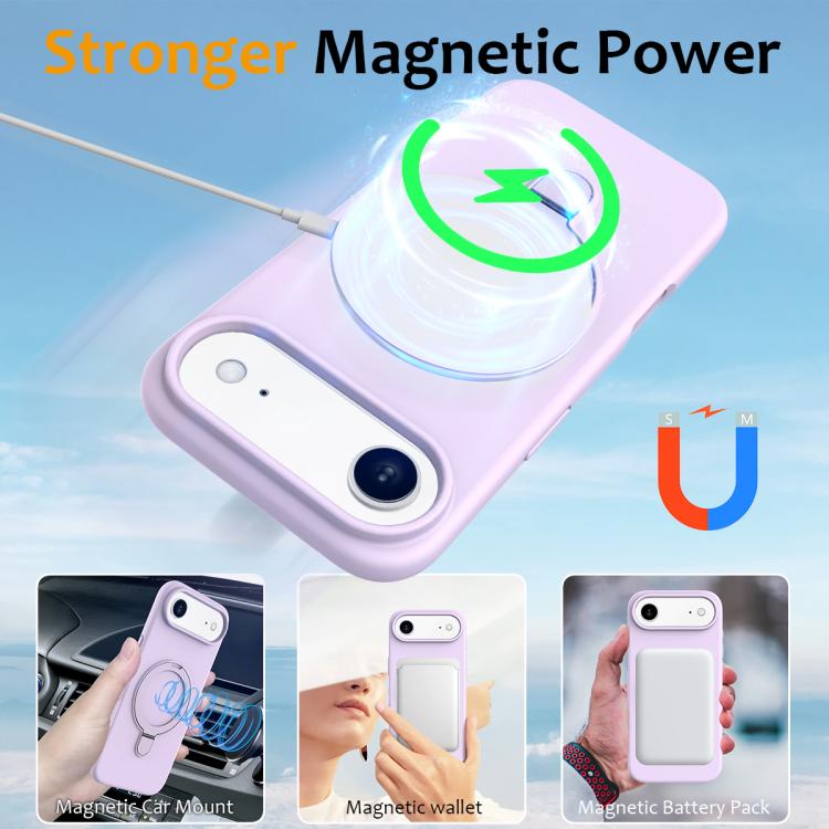 For iPhone Air Liquid Silicone MagSafe Magnetic Phone Case with Ring Holder(Lilac Purple) - iPhone Air Cases by buy2fix | Online Shopping UK | buy2fix