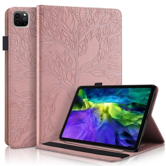 For iPad Pro 12.9 2022 / 2021 / 2020 Life Tree Series Horizontal Flip Leather Tablet Case(Rose Gold) - iPad Pro 12.9 (2022/2021) Cases by buy2fix | Online Shopping UK | buy2fix