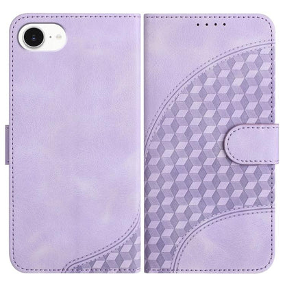 For iPhone 16e YX0060 Elephant Head Embossed Phone Leather Case with Lanyard(Light Purple) by buy2fix
