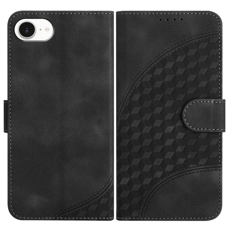 For iPhone 16e YX0060 Elephant Head Embossed Phone Leather Case with Lanyard(Black) by buy2fix